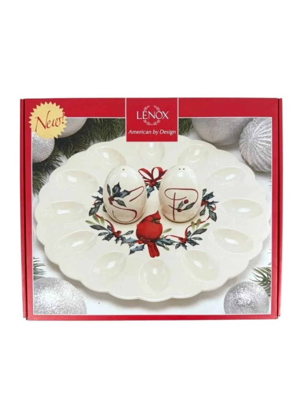 Lenox Winter Greetings Pattern Egg Platter 11